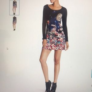 Papillon Carnival Print Dress, M, never worn, tags